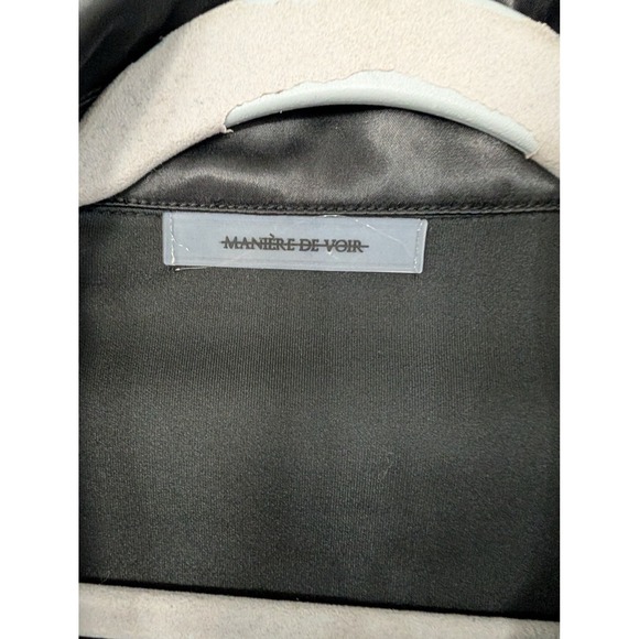 Maniere De Voir Black Satin Trim Crop Quarter Zip Pullover Jacket US 6 - Picture 3 of 6